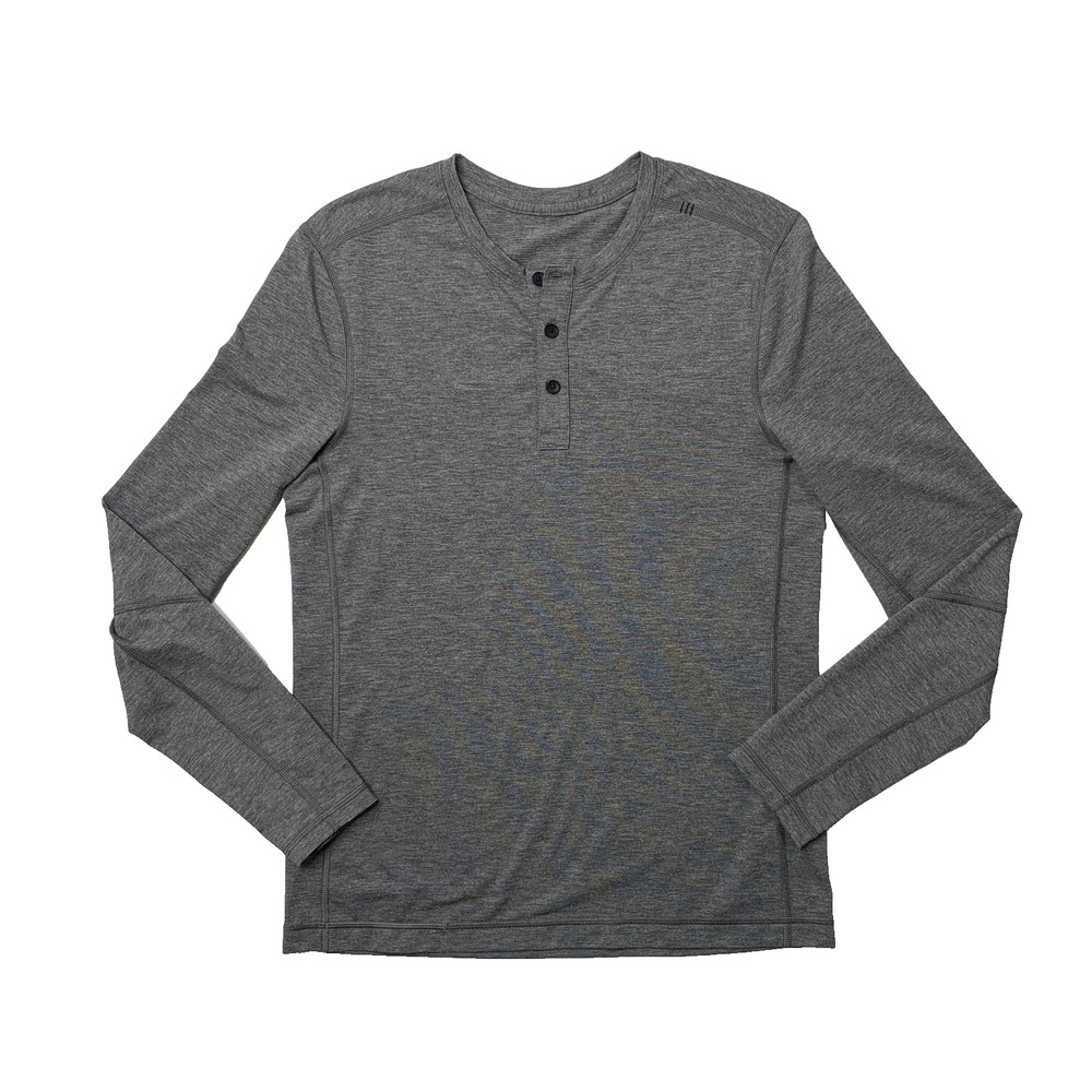 Lululemon Shirt Mens S Small Gray Long Sleeve Henley Breathable Stretch Knit